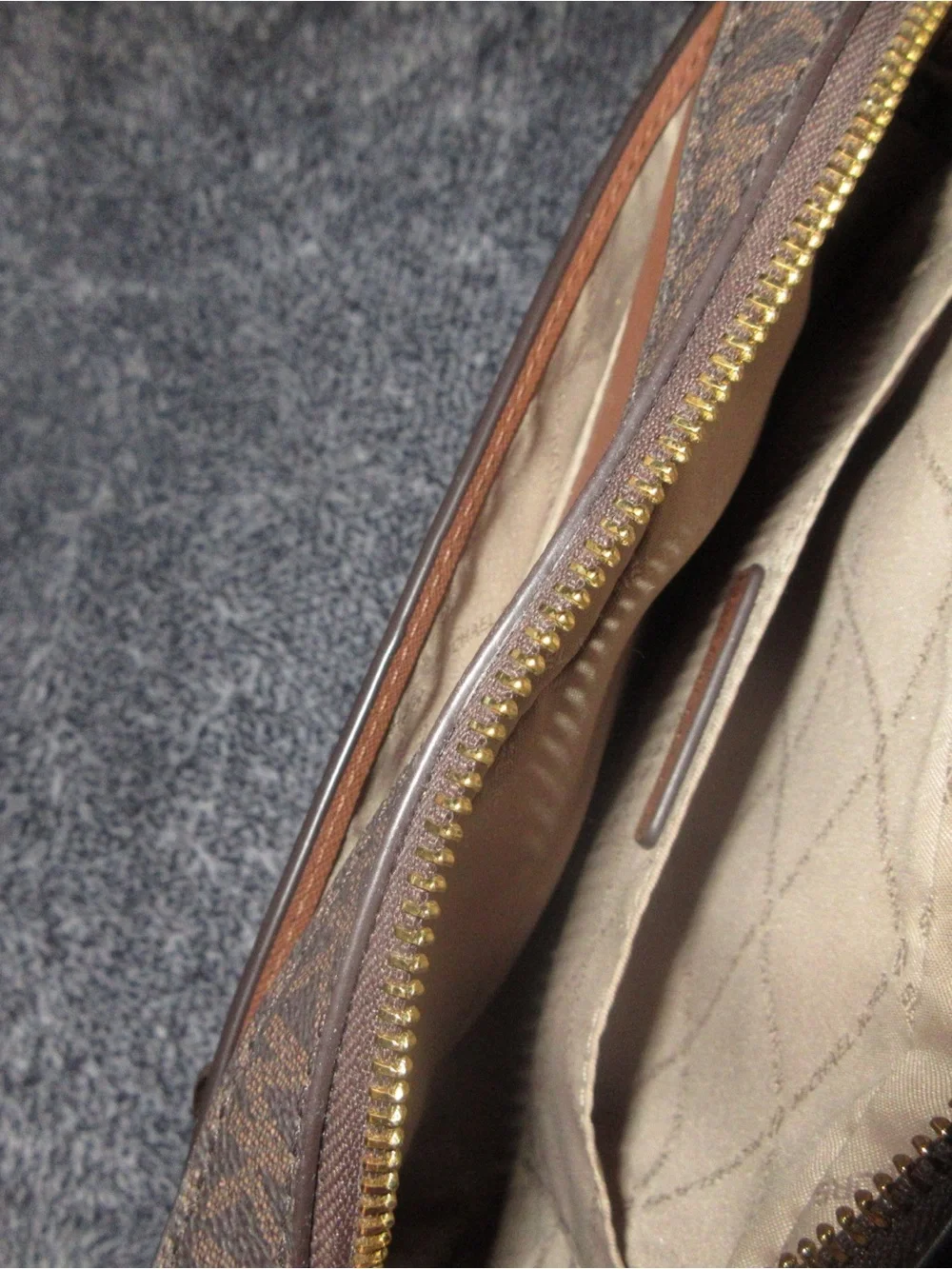 Michael Kors Brown and Gold MK Logo Shoulder Bag with Chain Strap